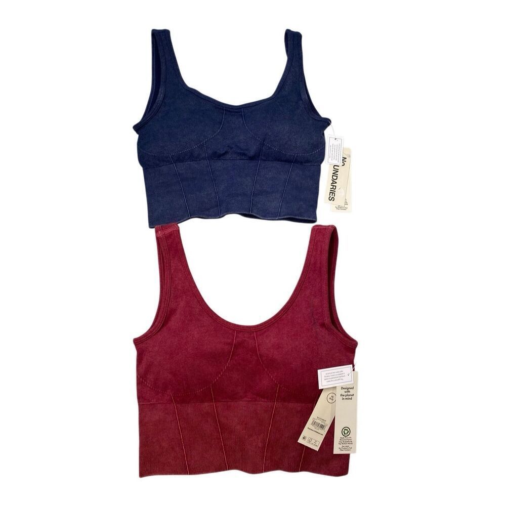 No Boundaries Ribbed Crop Tank Bralette Set XS Seamless Stretch Yoga Gym Sports